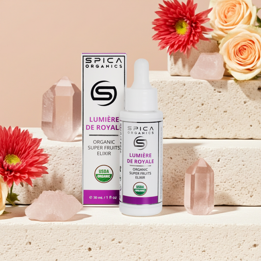 LUMIÈRE DE ROYALE Organic Superfruit Serum Bottle - Vitamin C Rich Formula with Rare Amazonian and Chilean Botanicals - Spica Organics