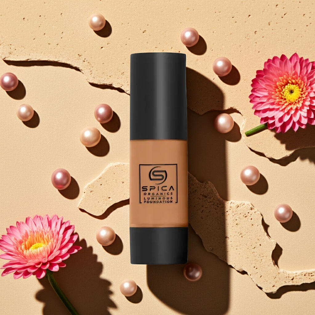 uxury organic liquid foundation with luminous mineral makeup, weightless buildable coverage, and flawless radiant finish by Spica Organics