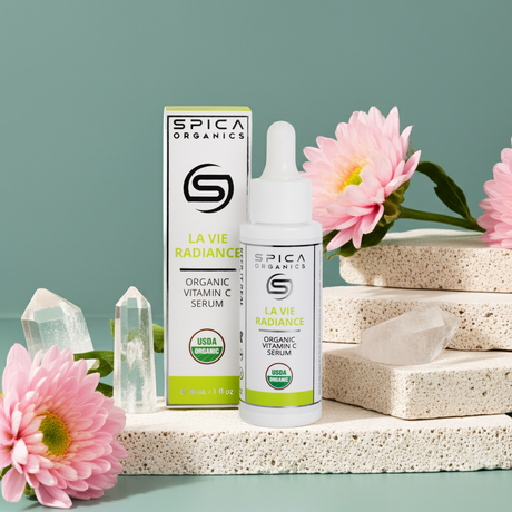 LA VIE RADIANCE Organic Vitamin C Serum Bottle - Superfruit Extracts Amla Camu Camu Aloe Vera - Spica Organics