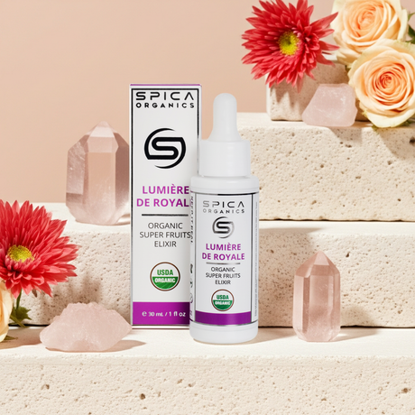 LUMIÈRE DE ROYALE Organic Superfruit Serum Bottle - Vitamin C Rich Formula with Rare Amazonian and Chilean Botanicals - Spica Organics