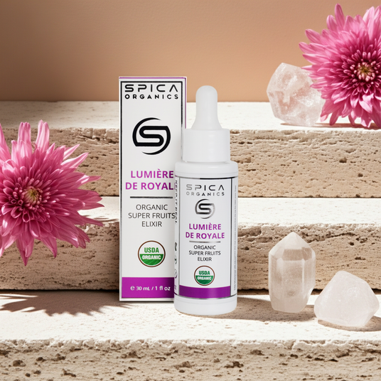LUMIÈRE DE ROYALE Organic Superfruit Serum Bottle - Top 5 ORAC Superfruits - Spica Organics