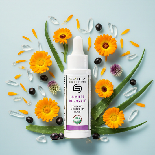 LUMIÈRE DE ROYALE Lightweight Fast-Absorbing Organic Serum Texture - 100% USDA Certified Organic Superfruit Elixir - Spica Organics