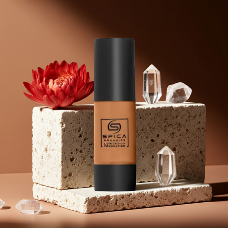 SPICA ORGANICS foundation with 90% certified organic skincare and Bio-Active Botanical Complexes